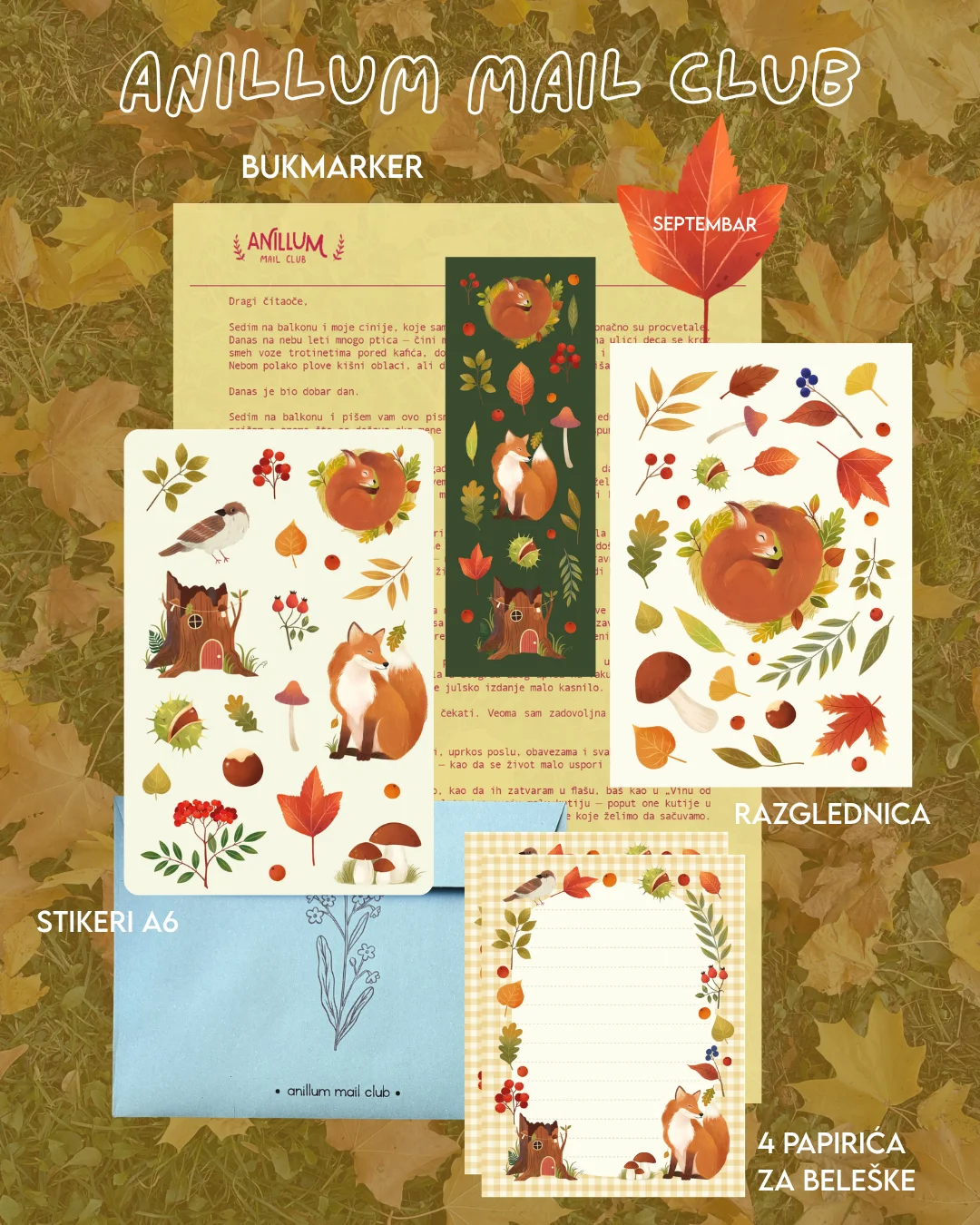 Anillum Mail Club — sticker sheets, postcards, and bookmarks